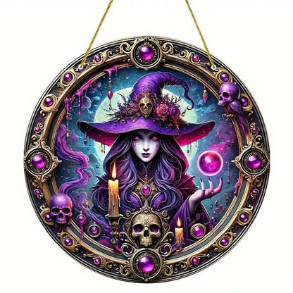Witch Black Cat Spooky Suncatcher Halloween Acrylic Sign-MoonChildWorld