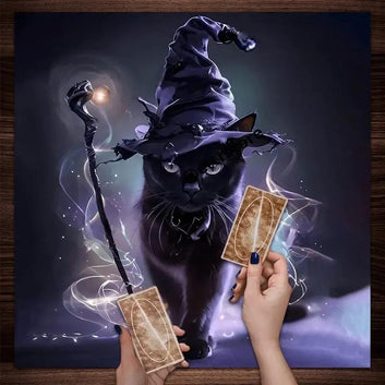 Witch Black Cat Wicca Altar Cloth - Witchcraft Tarot Tablecloth for Reading Divination Pagan Home Decor-MoonChildWorld