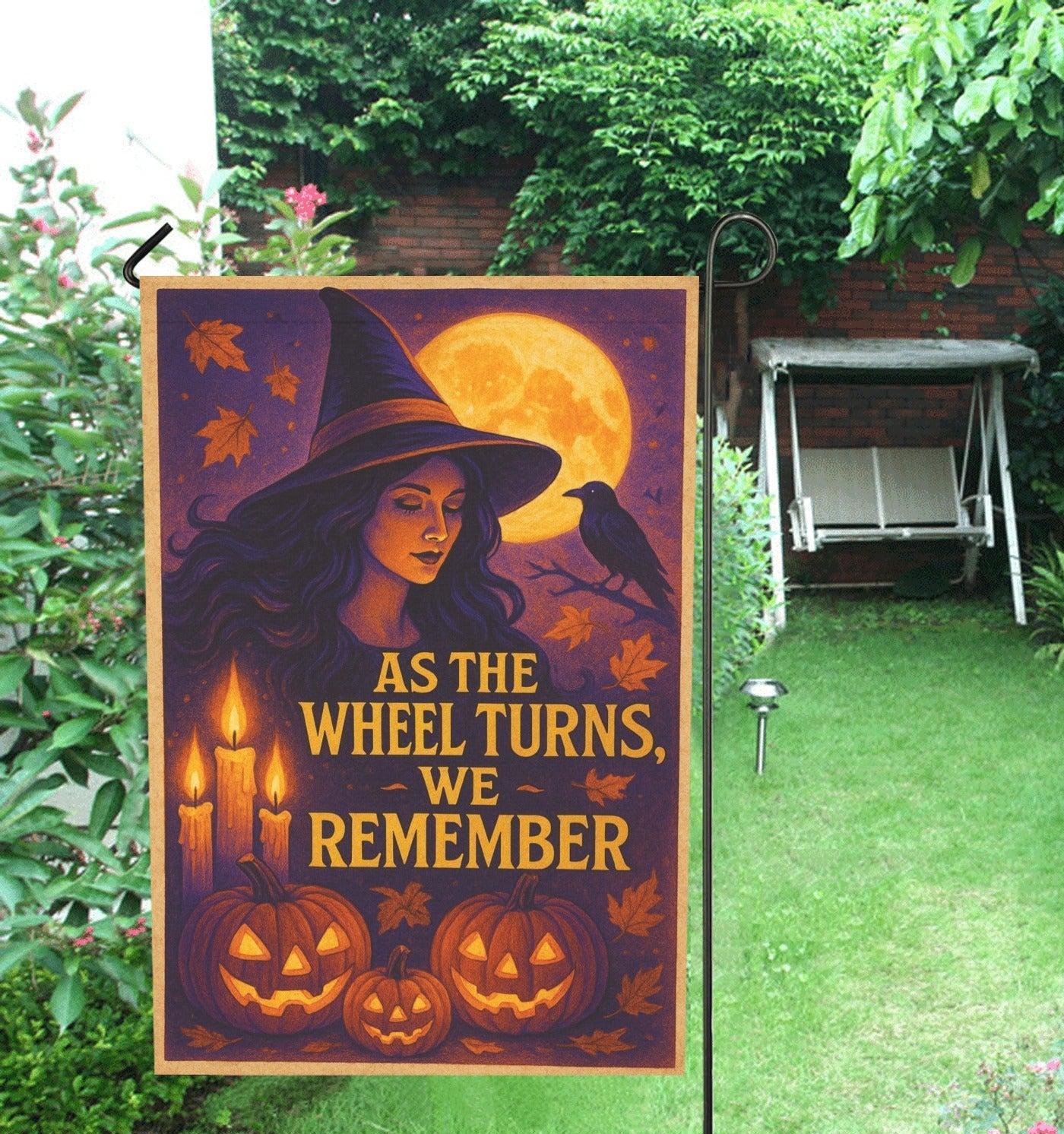 Witch Cat Halloween Garden Flag and House Flag for Pagan Samhain Home Decor-MoonChildWorld