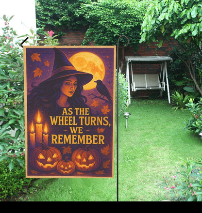 Witch Cat Halloween Garden Flag and House Flag for Pagan Samhain Home Decor-MoonChildWorld