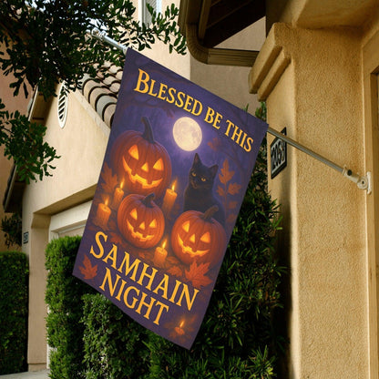 Witch Cat Halloween Wicca Garden Flag and House Flag for Pagan Samhain Home Decor-MoonChildWorld