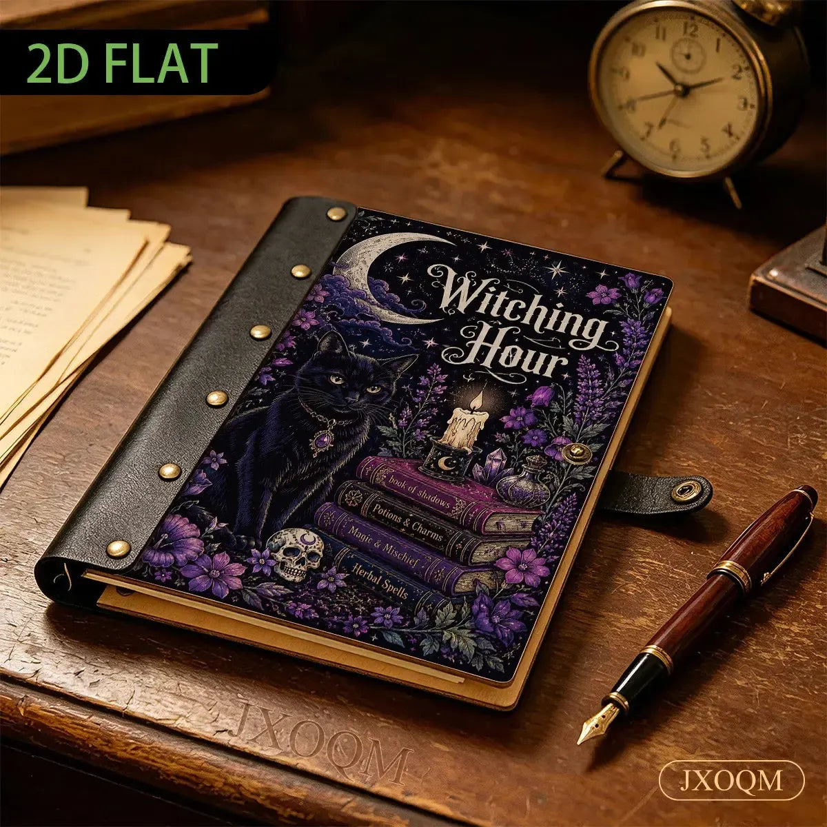 Witch Cat Spellbook Candle Journal - grimoire binder - MoonChildWorld
