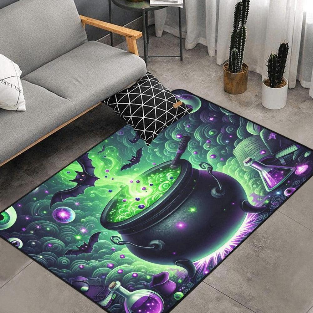 Witch Cauldron Area Rug Witchcraft Carpet for Halloween-MoonChildWorld