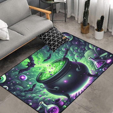 Witch Cauldron Area Rug Witchcraft Carpet for Halloween-MoonChildWorld