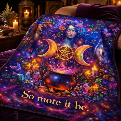 Witch Cauldron Wicca Goddess Triple Moon Blanket for Pagan Home Decor_mockup_3.webp