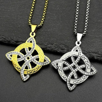 Witch Celtic Knot Pendant Necklace Rhinestones Witchcraft Jewelry-MoonChildWorld