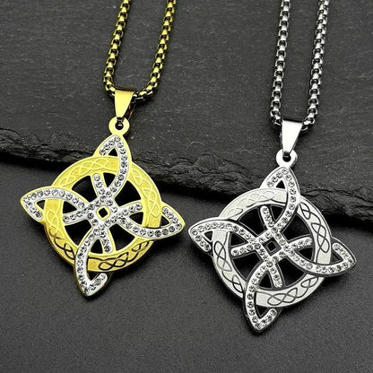 Witch Celtic Knot Pendant Necklace Rhinestones Witchcraft Jewelry-MoonChildWorld