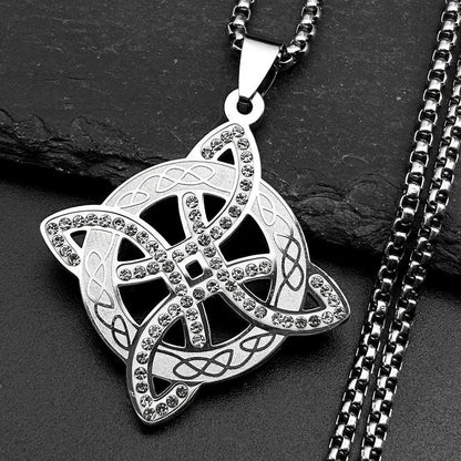 Witch Celtic Knot Pendant Necklace Rhinestones Witchcraft Jewelry-MoonChildWorld