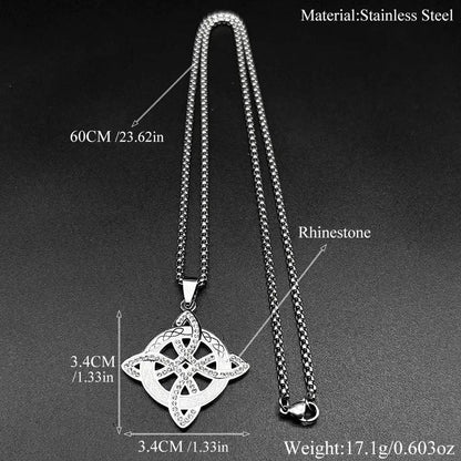 Witch Celtic Knot Pendant Necklace Rhinestones Witchcraft Jewelry-MoonChildWorld