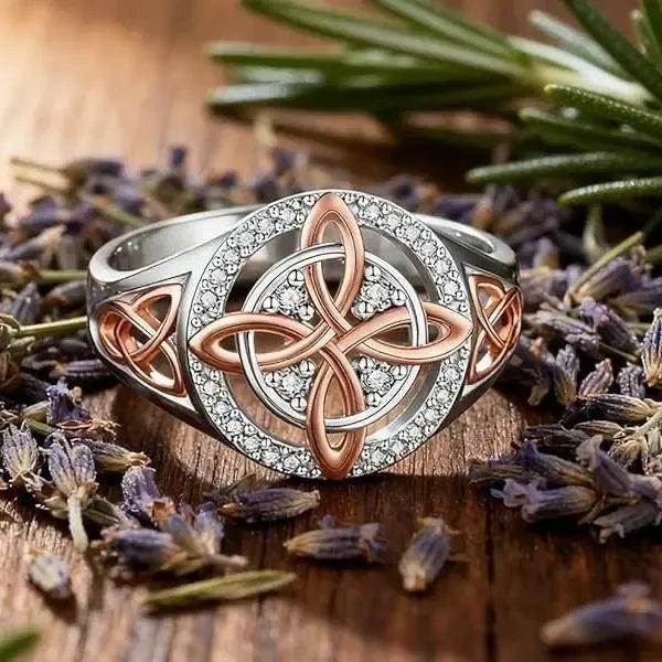 Witch Celtic Knot Rings with Zircon Protection Witchcraft Ring-MoonChildWorld