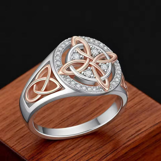 Witch Celtic Knot Rings with Zircon Protection Witchcraft Ring-MoonChildWorld