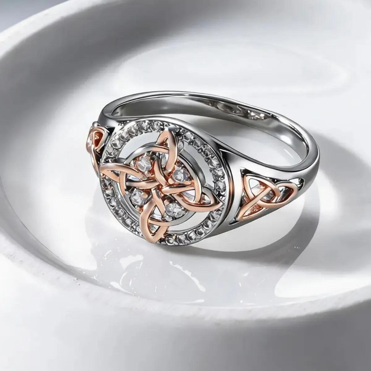 Witch Celtic Knot Rings with Zircon Protection Witchcraft Ring-MoonChildWorld