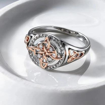 Witch Celtic Knot Rings with Zircon Protection Witchcraft Ring-MoonChildWorld