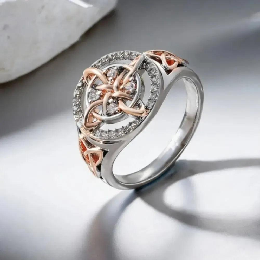 Witch Celtic Knot Rings with Zircon Protection Witchcraft Ring-MoonChildWorld