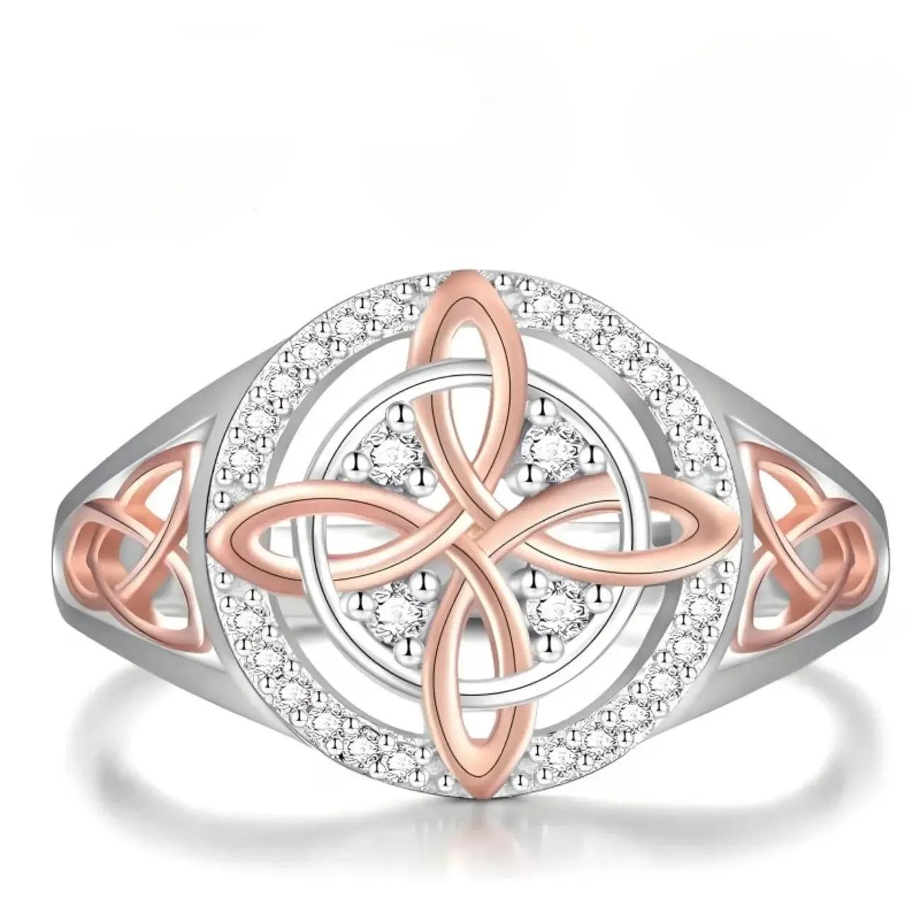 Witch Celtic Knot Rings with Zircon Protection Witchcraft Ring-MoonChildWorld