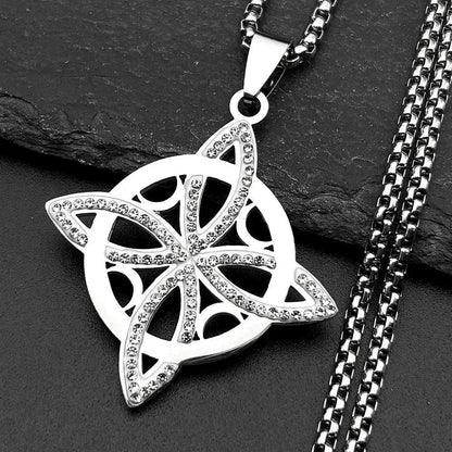 Witch Celtic Knot and Moon Necklace Rhinestones Witchcraft Necklace Wicca Pagan Jewelry-MoonChildWorld