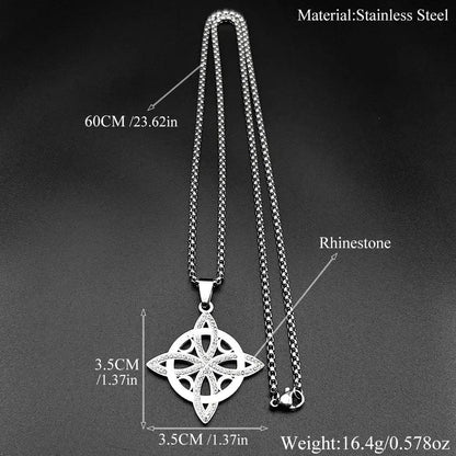Witch Celtic Knot and Moon Necklace Rhinestones Witchcraft Necklace Wicca Pagan Jewelry-MoonChildWorld
