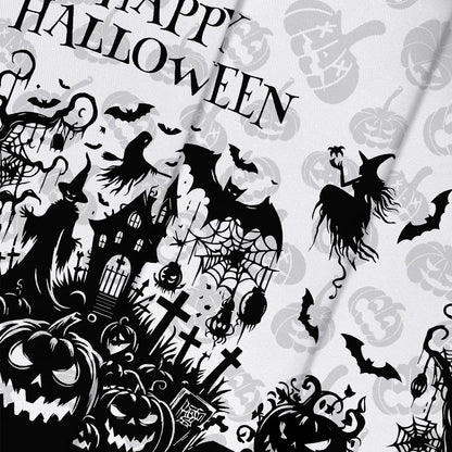 Witch cemetery Halloween tablecloth with pumpkin skeleton decor