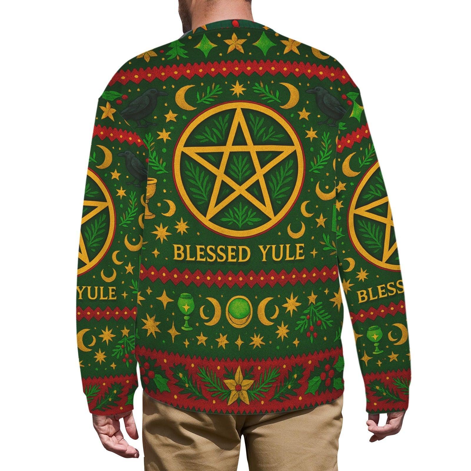 Witch Christmas Sweater Blessed Yule Pagan Sweatshirt-MoonChildWorld