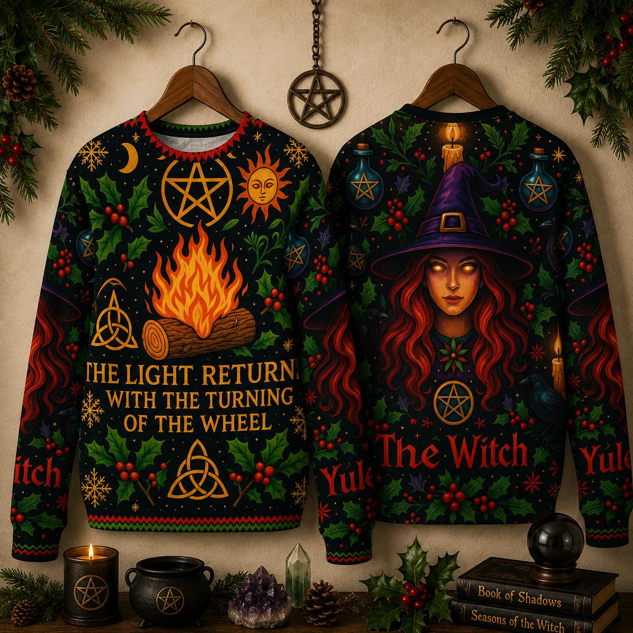 Witch Christmas Sweater Pagan Yule Sweatshirt-MoonChildWorld