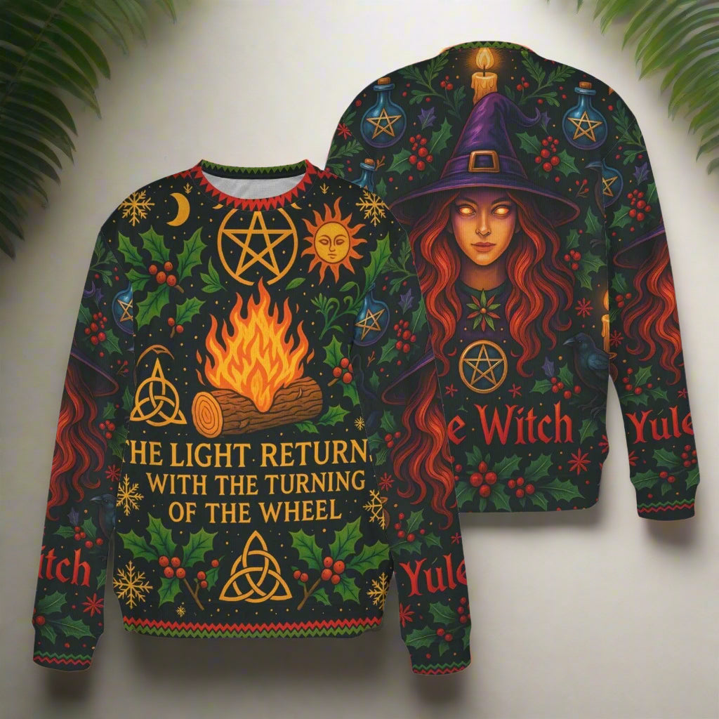 Witch Christmas Sweater Pagan Yule Sweatshirt-MoonChildWorld