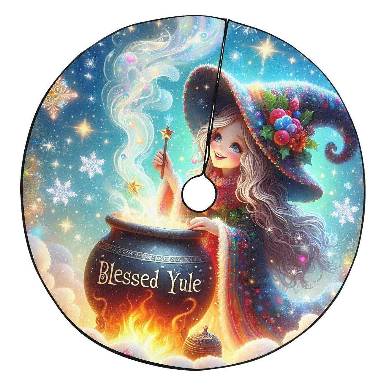 Witch Christmas Tree Skirt for Yule Decorations-MoonChildWorld