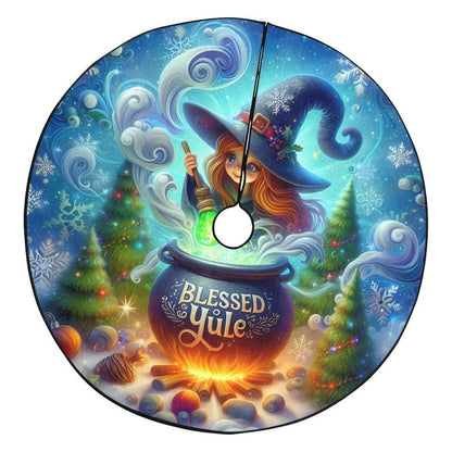 Witch Christmas Tree Skirt for Yule Decorations-MoonChildWorld