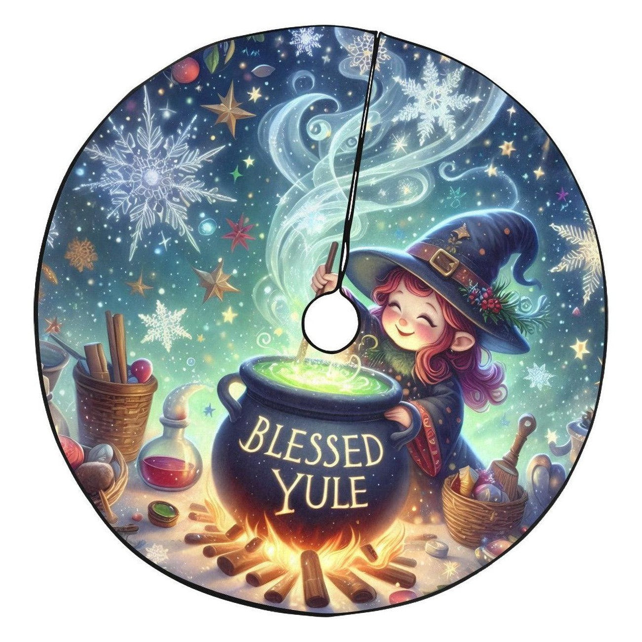 Witch Christmas Tree Skirt for Yule Decorations-MoonChildWorld