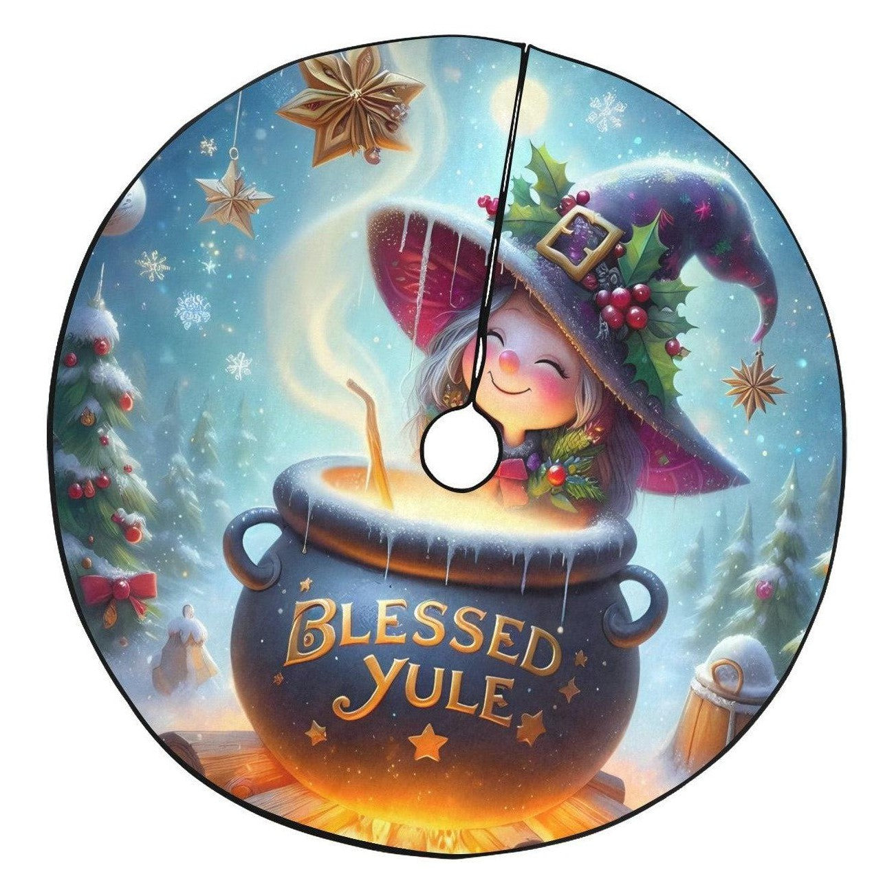 Witch Christmas Tree Skirt for Yule Decorations-MoonChildWorld