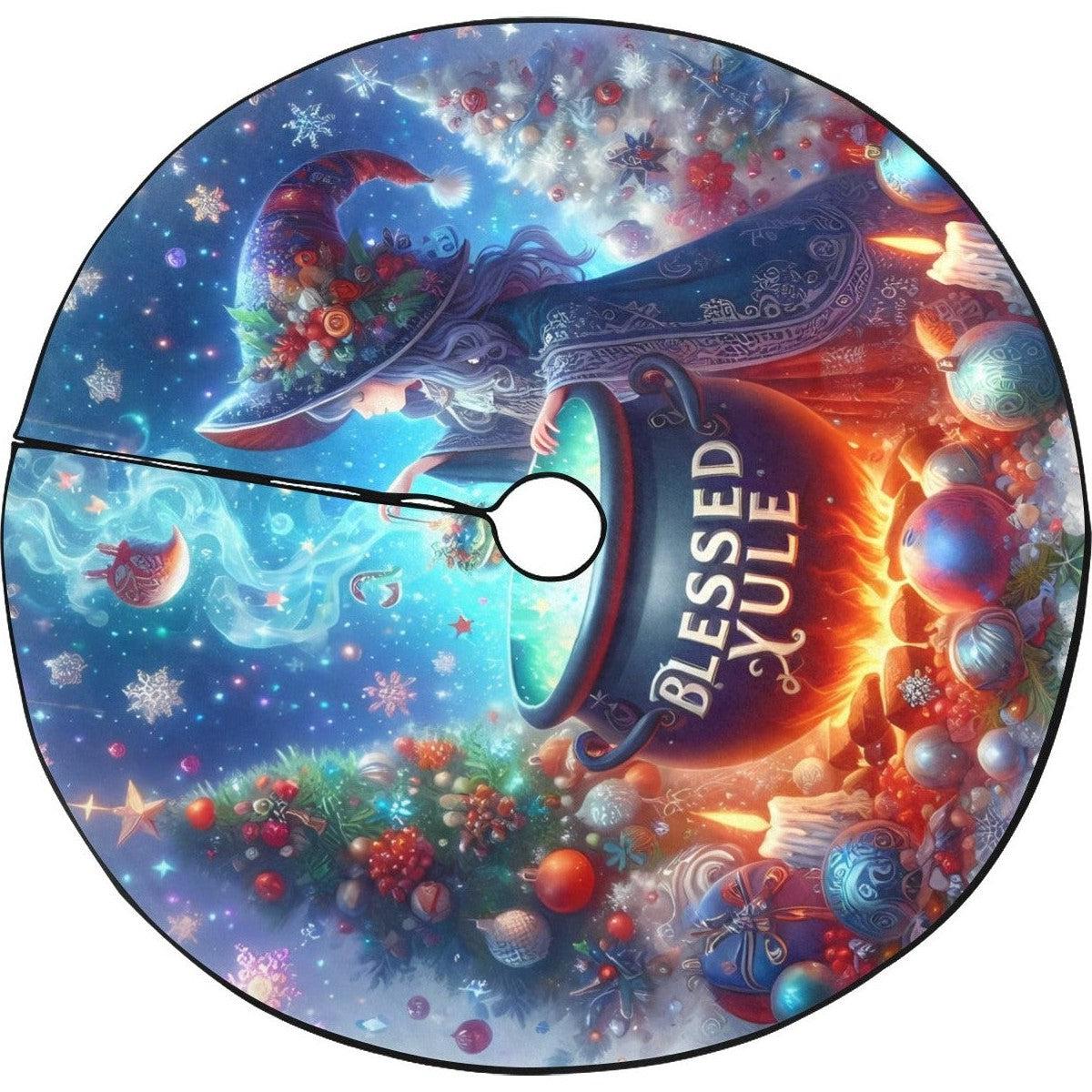 Witch Christmas Tree Skirt for Yule Decorations-MoonChildWorld