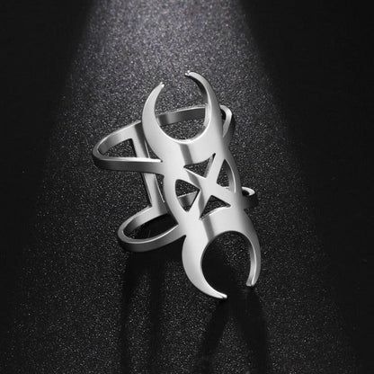Witch Crescent Moon Ring Witchcraft Gothic Ring-MoonChildWorld