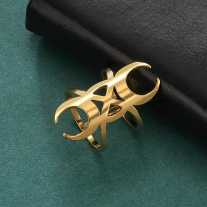 Witch Crescent Moon Ring Witchcraft Gothic Ring-MoonChildWorld