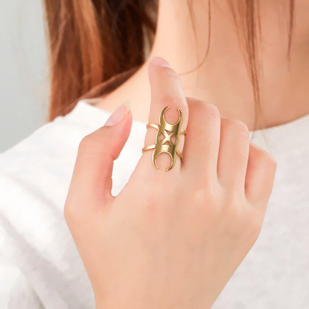 Witch Crescent Moon Ring Witchcraft Gothic Ring-MoonChildWorld