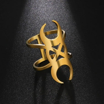 Witch Crescent Moon Ring Witchcraft Gothic Ring-MoonChildWorld