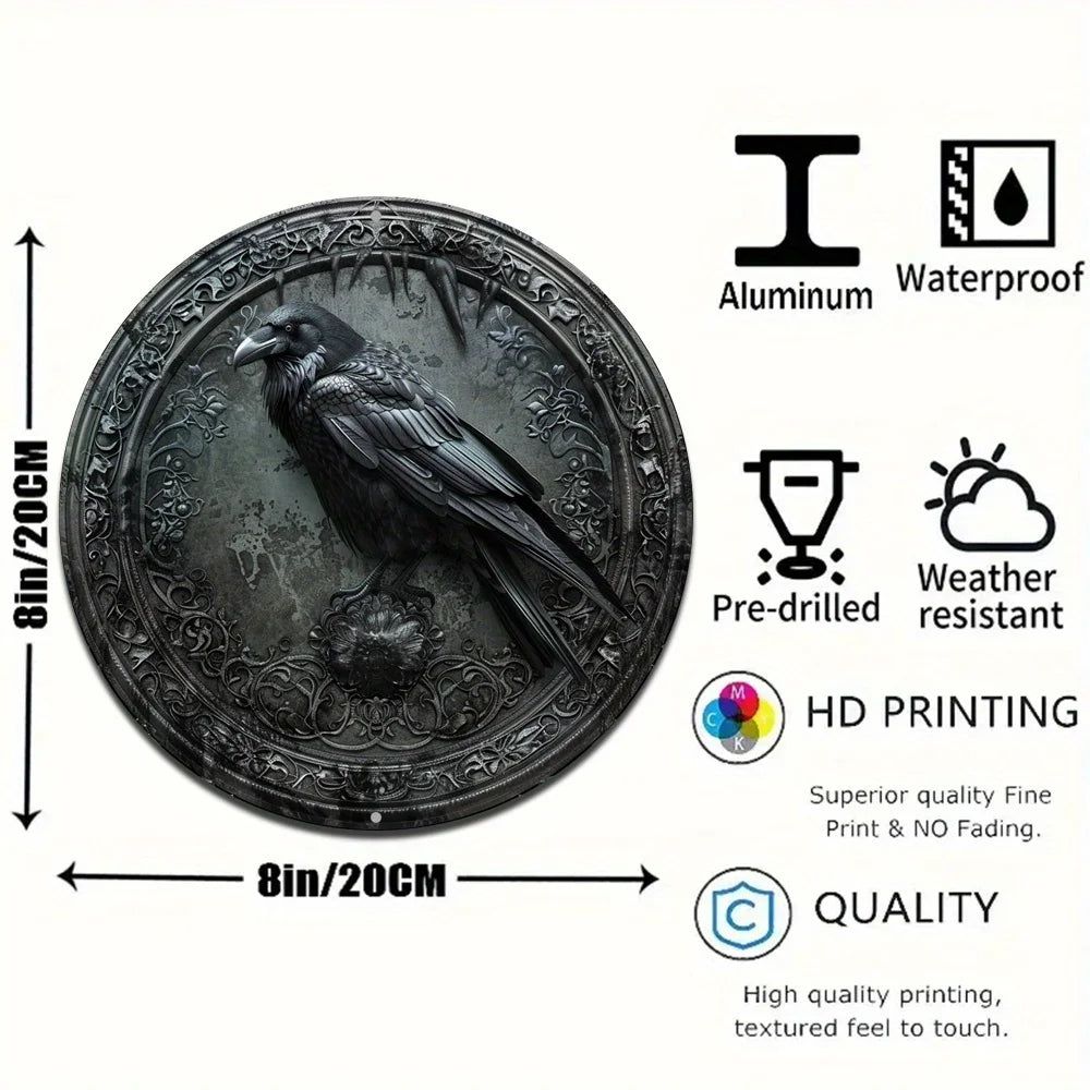 Witch Crow Black Raven Metal Sign Gothic Decor-MoonChildWorld