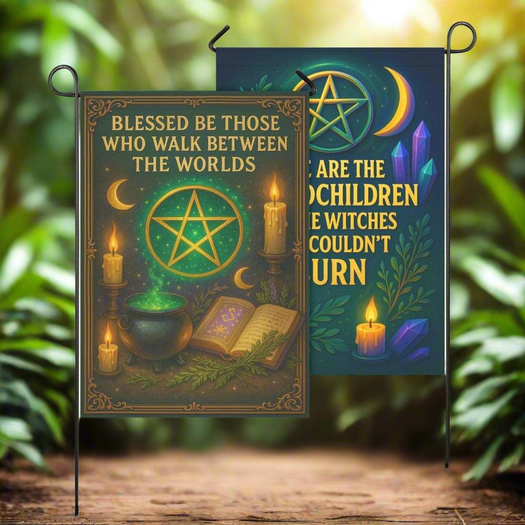Witch Garden Flag & House Flag - Wiccan Pagan Outdoor Decor-MoonChildWorld