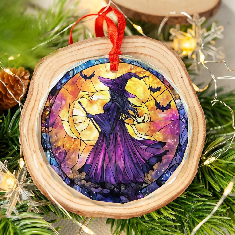 Witch Gothic Glass Ornament Wicca Christmas Ornament-MoonChildWorld