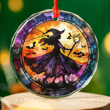 Witch Gothic Glass Ornament Wicca Christmas Ornament-MoonChildWorld