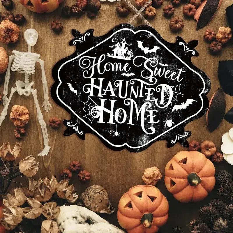 Witch Hanging Sign Gothic Halloween Home Decor - Spooky Halloween Wooden Wreath Sign-MoonChildWorld