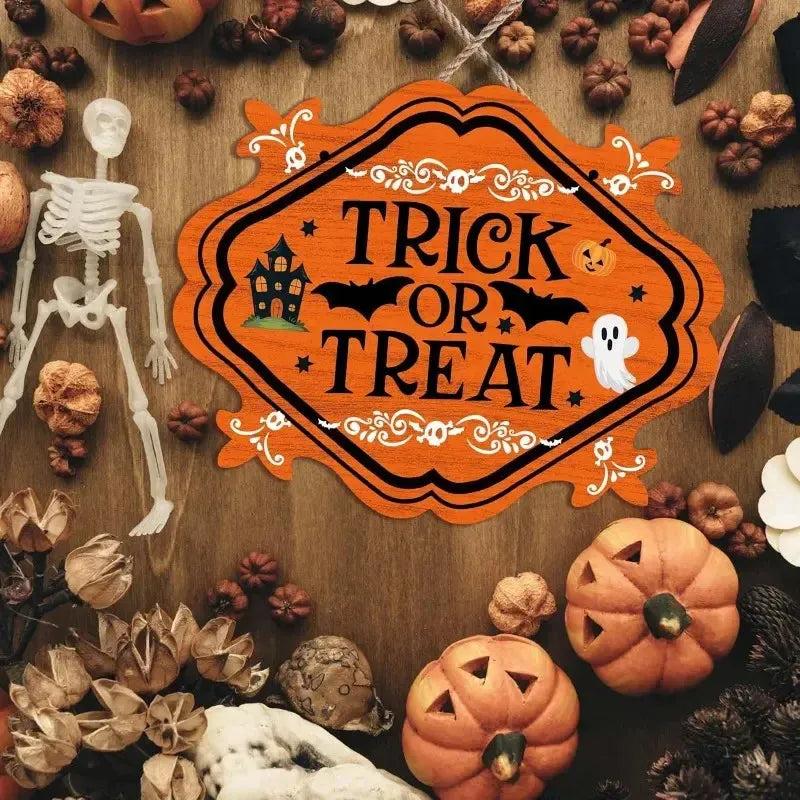 Witch Hanging Sign Gothic Halloween Home Decor - Spooky Halloween Wooden Wreath Sign-MoonChildWorld