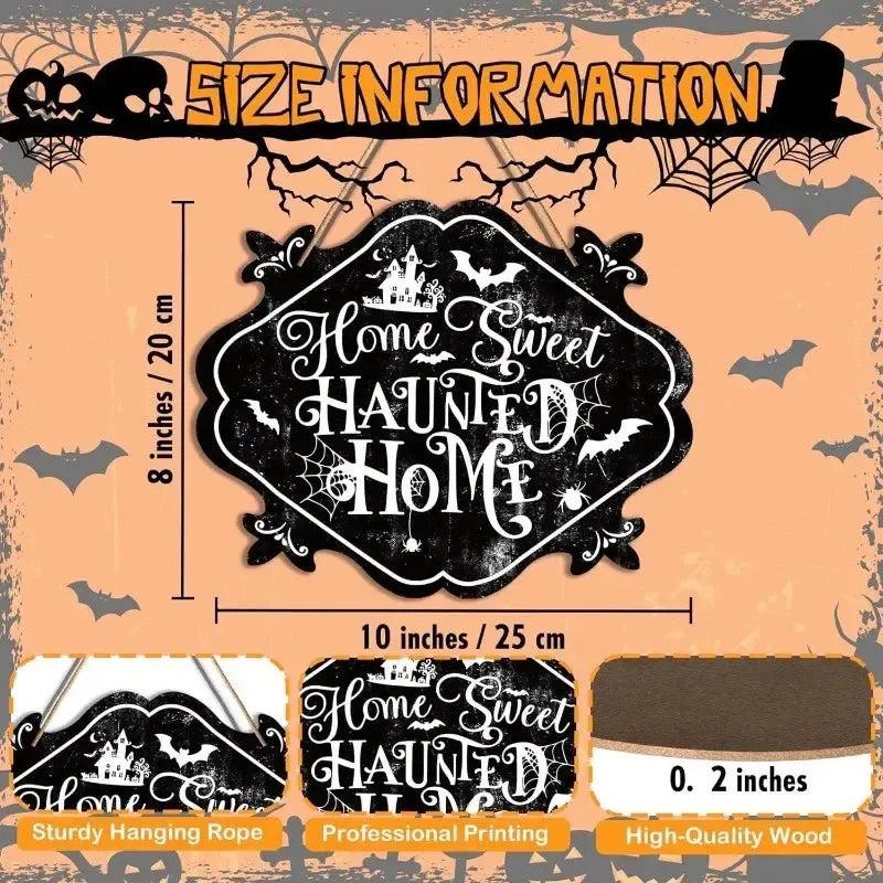 Witch Hanging Sign Gothic Halloween Home Decor - Spooky Halloween Wooden Wreath Sign-MoonChildWorld