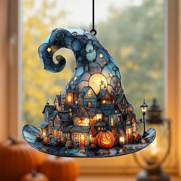 Witch Hat Halloween Acrylic Suncatcher- Witch Wall Decor Gothic Window Ornament-MoonChildWorld