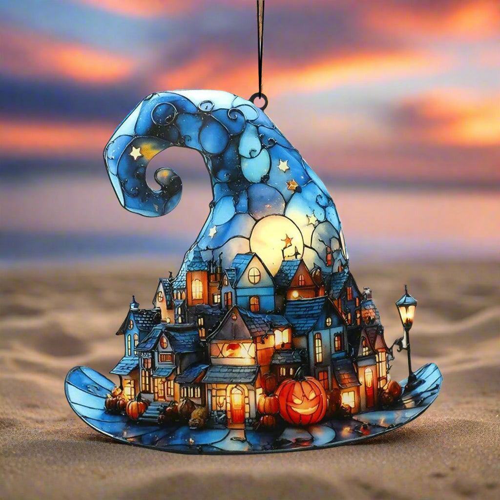 Witch Hat Halloween Acrylic Suncatcher- Witch Wall Decor Gothic Window Ornament-MoonChildWorld