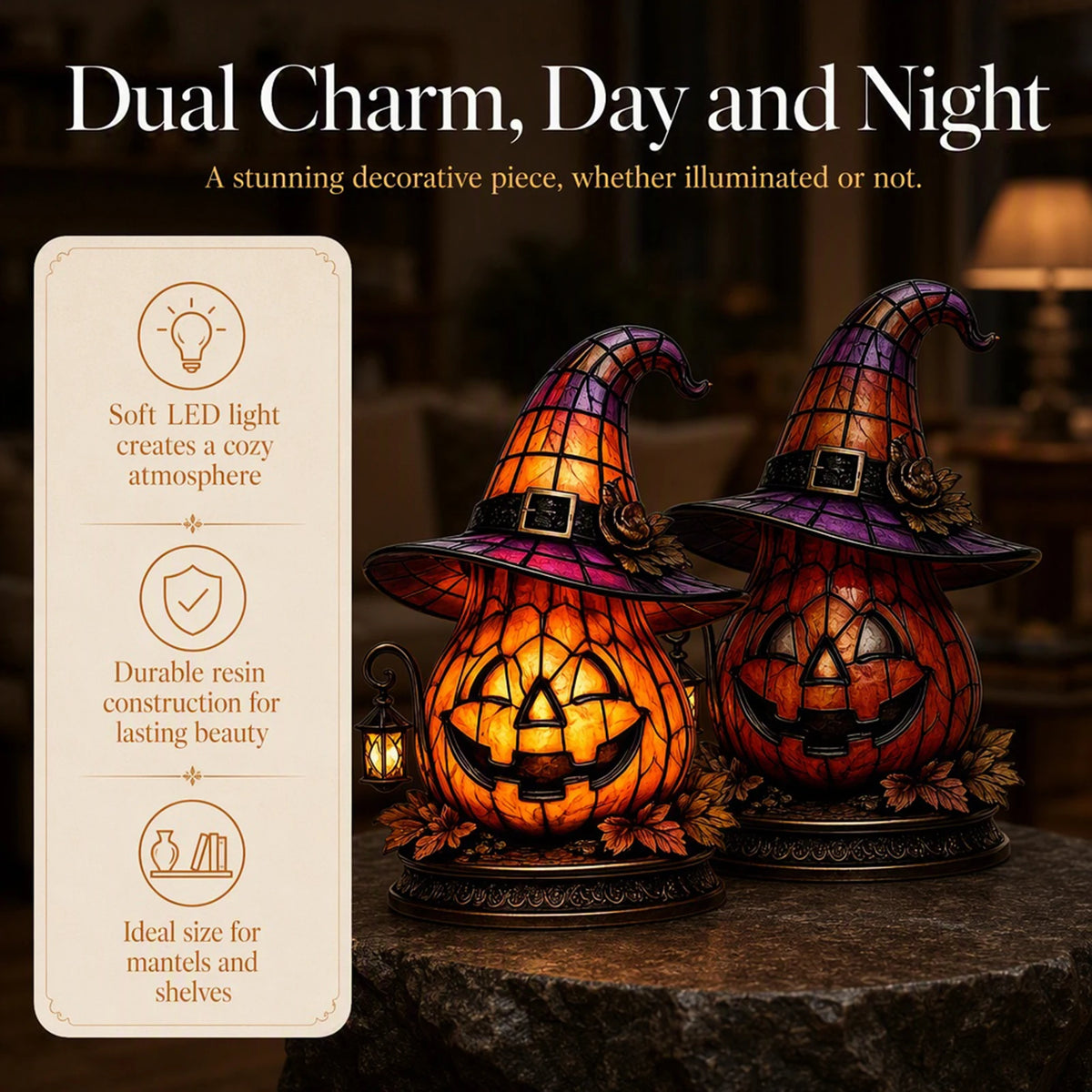 Halloween night light switched off showing its sculpted form