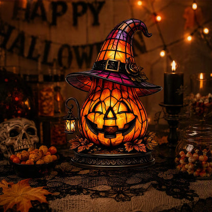 Halloween lamp shown from the side