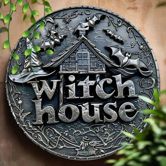 Witch House Metal Sign Witchy Wall Sign For Halloween-MoonChildWorld