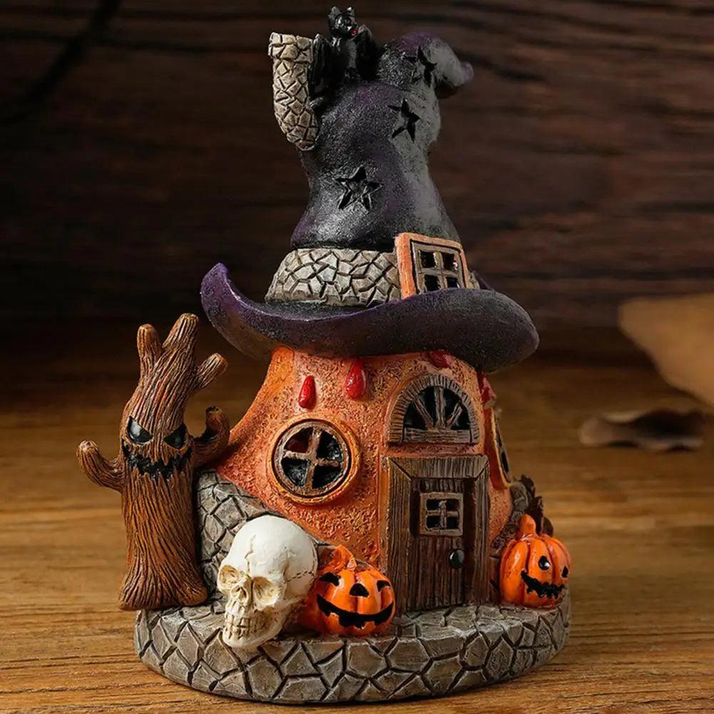 Witch House Statue with LED Light- Magical House Resin Figurine Desktop-Halloween House Sculpture Home Decoration-MoonChildWorld