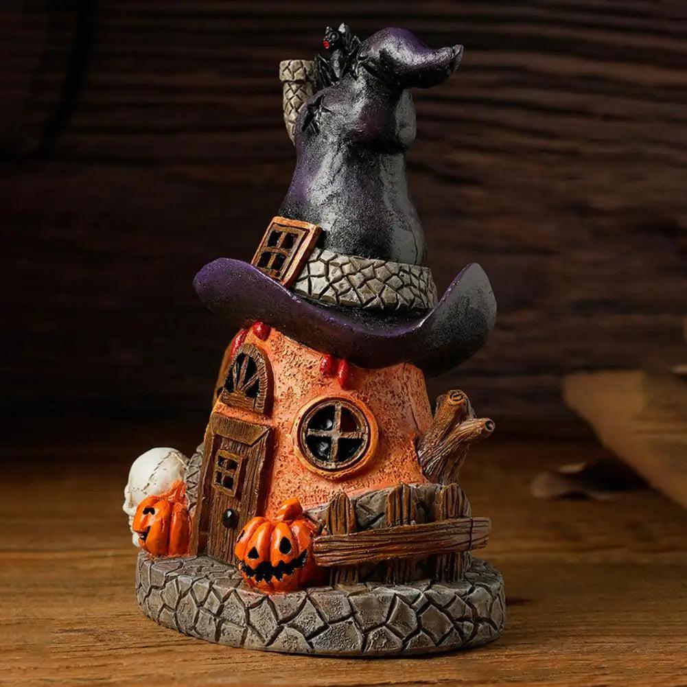 Witch House Statue with LED Light- Magical House Resin Figurine Desktop-Halloween House Sculpture Home Decoration-MoonChildWorld
