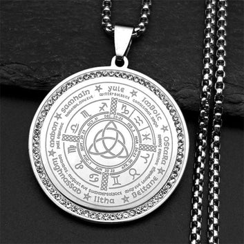 Witch Irish Knot Astrology 12 Constellations Necklace Triquetra Pagan Wheel of the Year Jewelry-MoonChildWorld
