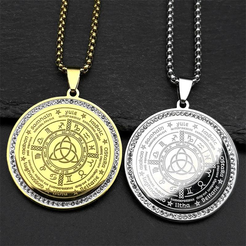 Witch Irish Knot Astrology 12 Constellations Necklace Triquetra Pagan Wheel of the Year Jewelry-MoonChildWorld
